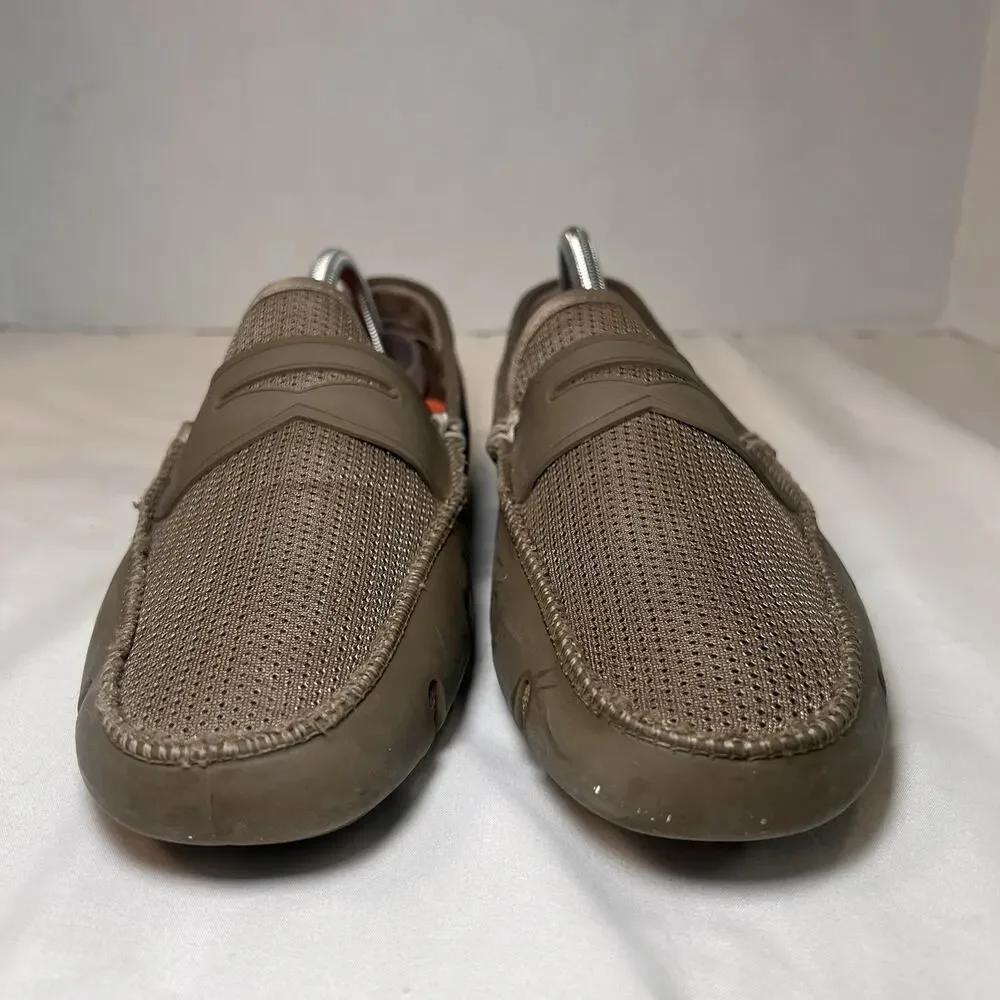 SWIMS Penny Loafers Mens Size 9 Army Green Olive Mesh Water Resistant Boat Shoes